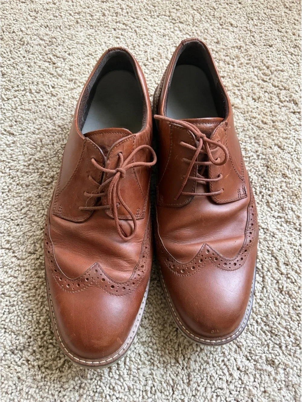 ECCO Men's ST.1 Hybrid Wingtip Oxford leather upper brown shoes Size 12 lace up